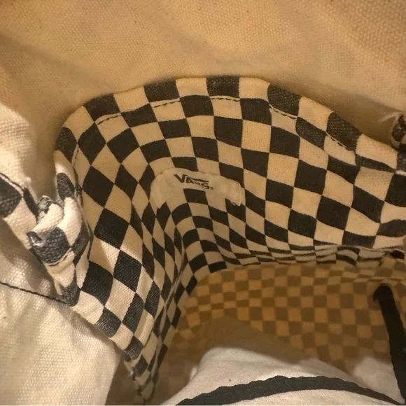 Vans Off The Wall Checkered Zip Tote Bag - Black and White Double Handles Skater - Picture 9 of 11